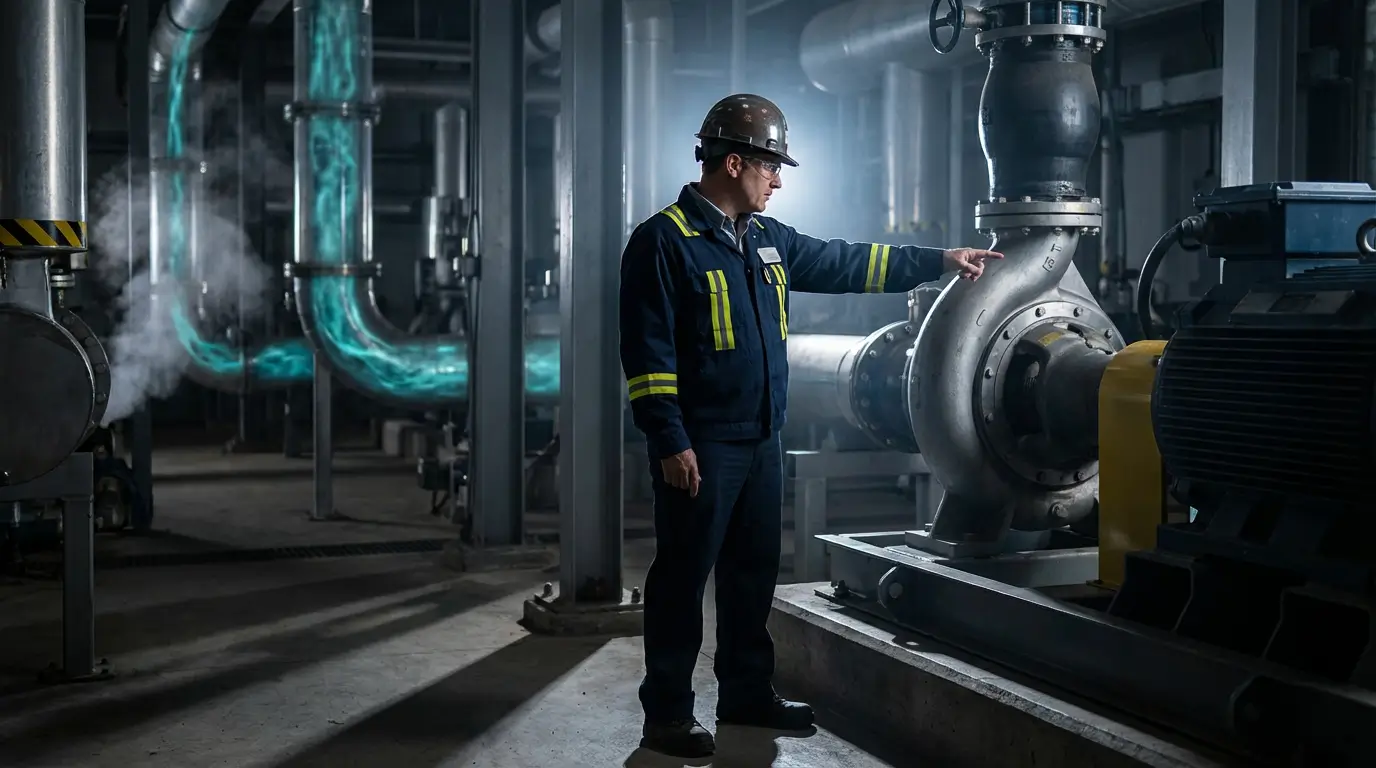 руководитель контролирует насосное оборудование